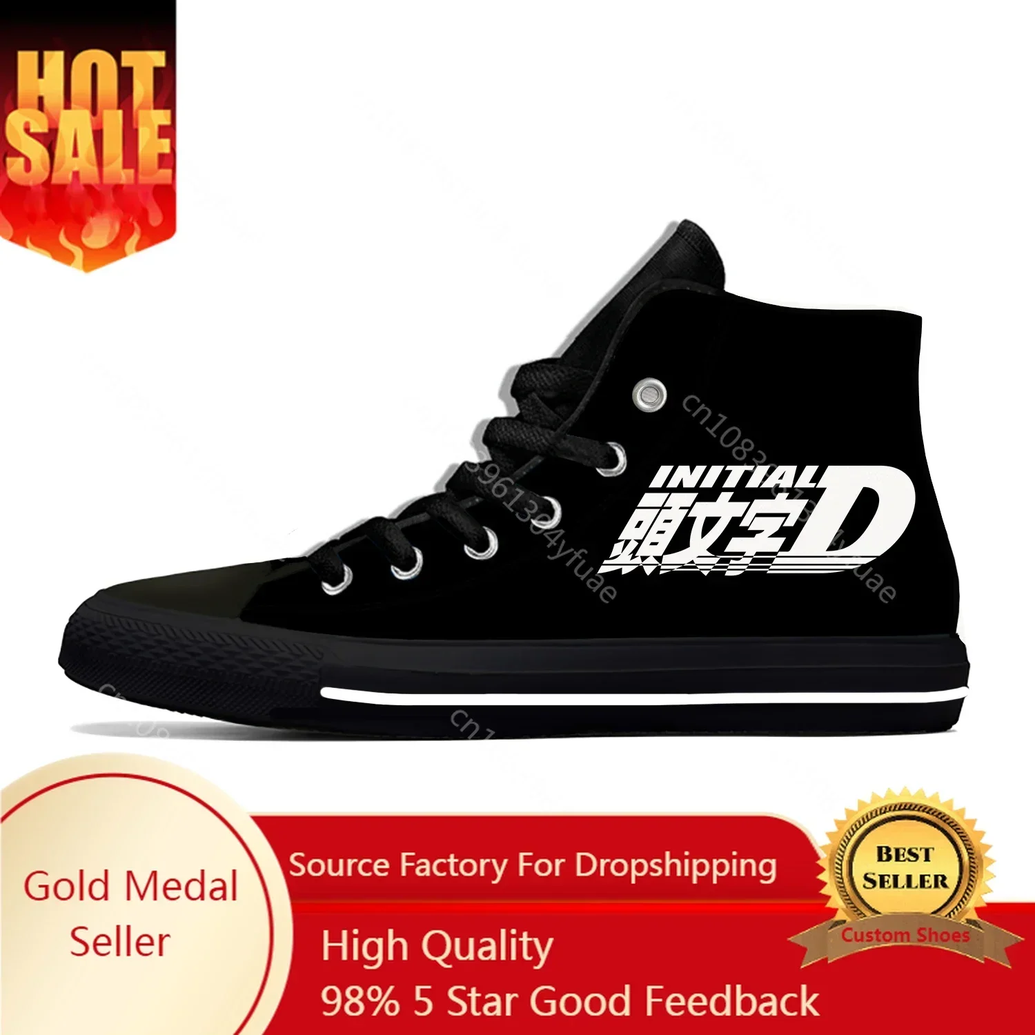

Japanese Anime Initial D High Top Sneakers Mens Womens Teenager High Quality Canvas Sneaker Casual Couple Shoes Custom Shoe
