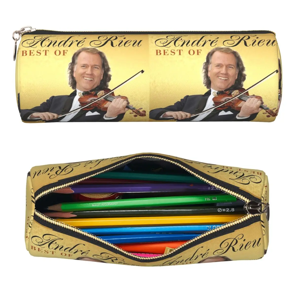 Estuche para lápices Andre Rieu Best Of Andre Rieu, caja cilíndrica para bolígrafos, bolsa para lápices para niños y niñas, escuela