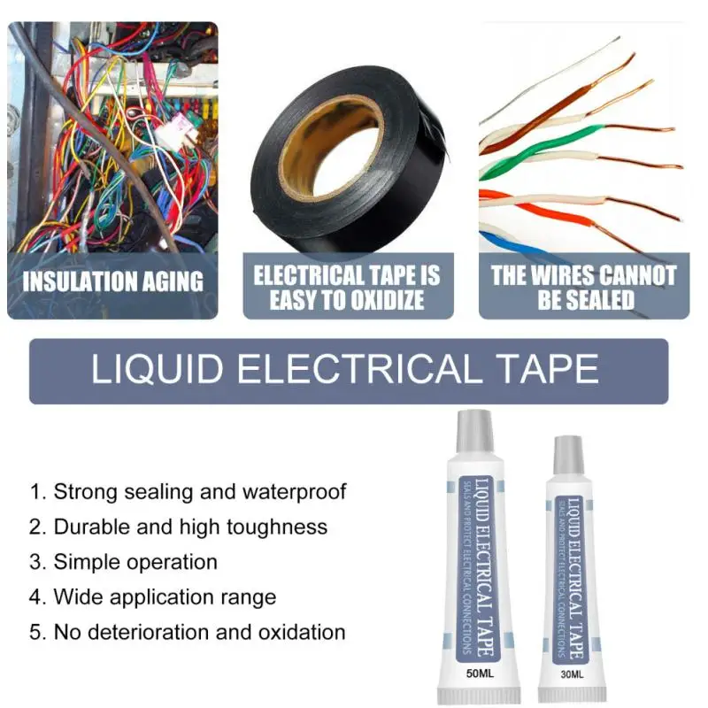 Liquid Insulating High Temperature Glue Electrical Wire Cable Coat Fix Line Glue Waterproof Lamp Board Sealant Liquid Tape Paste