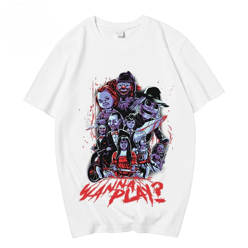 تي شيرت رجالي من مجموعة High Street Chucky 100% قطن صيفي بأكمام قصيرة مطبوع عليه فيلم عصري تي شيرت نسائي