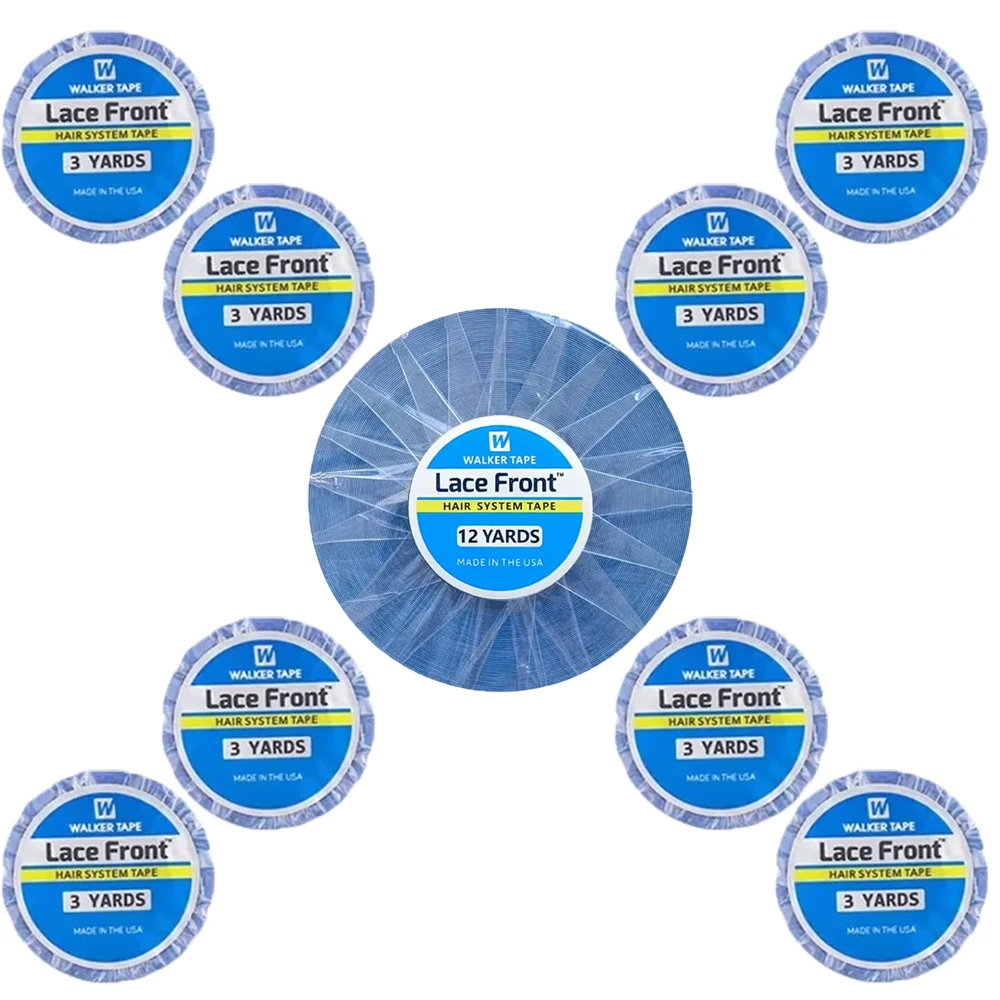 

VADES 1 Roll 0.8 CM*3 Yards/12Yards Super Hair Blue Tape Double-Sided Adhesive Tape for Hair Extension/Lace Wig/Toupee