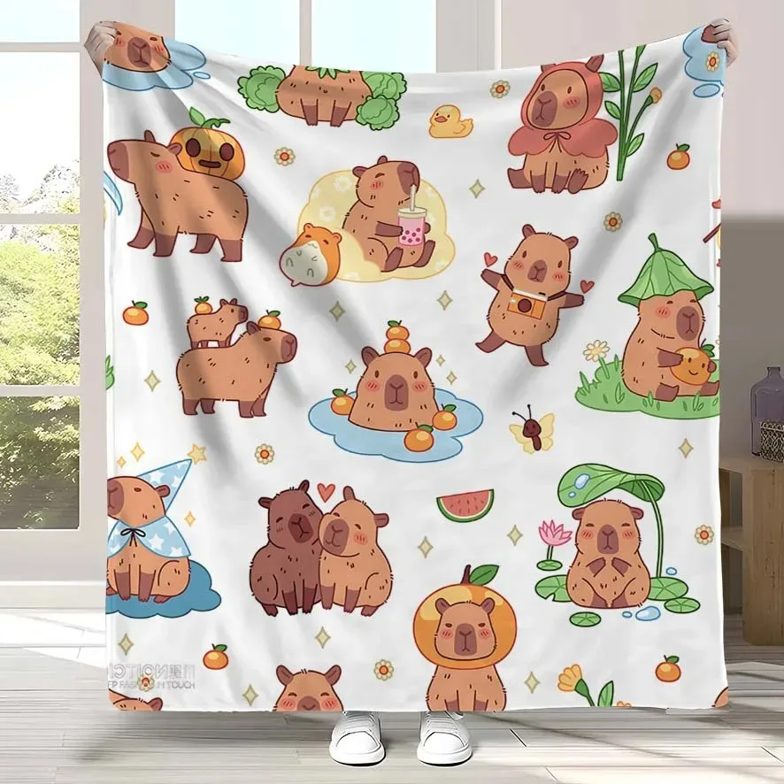 

Фланелевое одеяло с рисунком капибары, мягкое, легкое, многофункциональное, для дома, путешествий, кемпинга, дня рождения, праздников