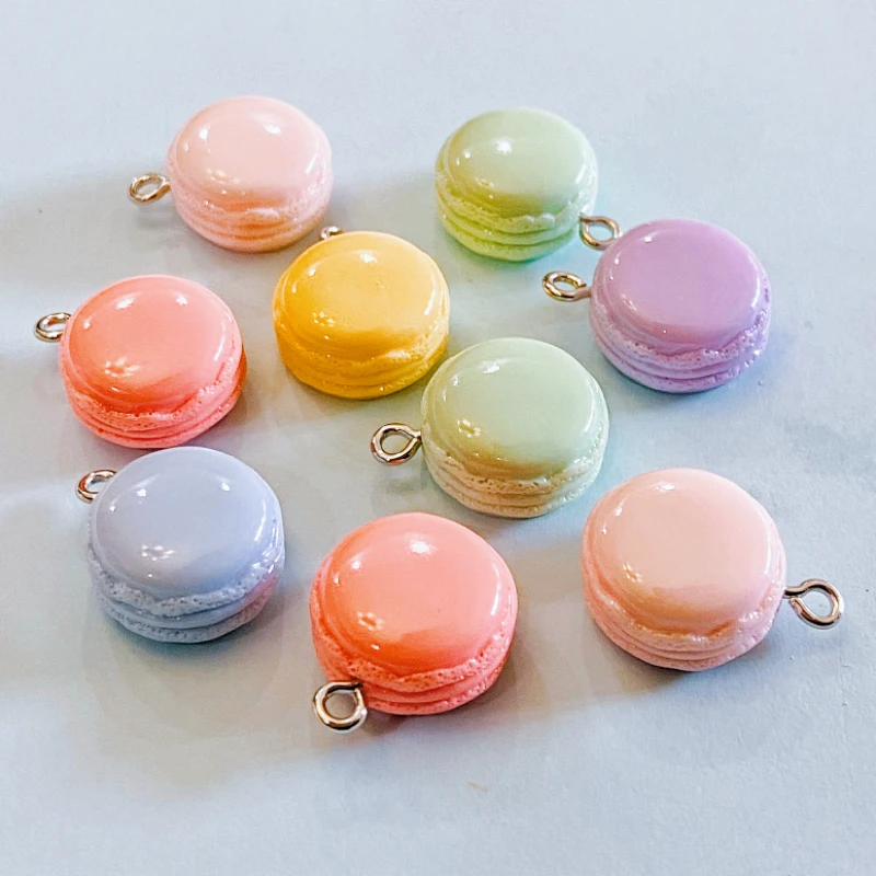 10pcs Cute Macaron Round Hamburger Resin Charms For Jewelry Making Necklace Keychain Earrings Pendants DIY Supplies Accessories