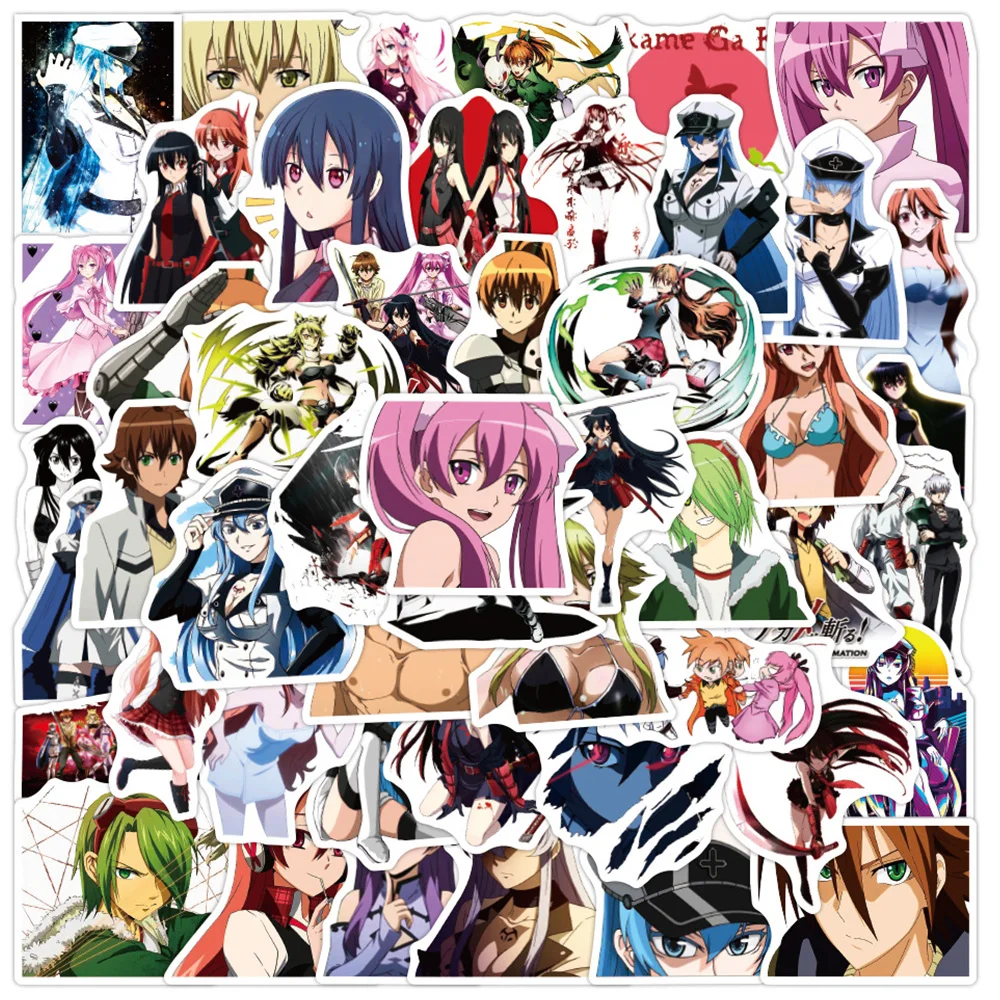 

10/30/50pcs Cool Akame Ga KILL Anime Stickers Tatsumi Mine Cartoon Sticker Skateboard Suitcase Guitar Waterproof Graffiti Decals