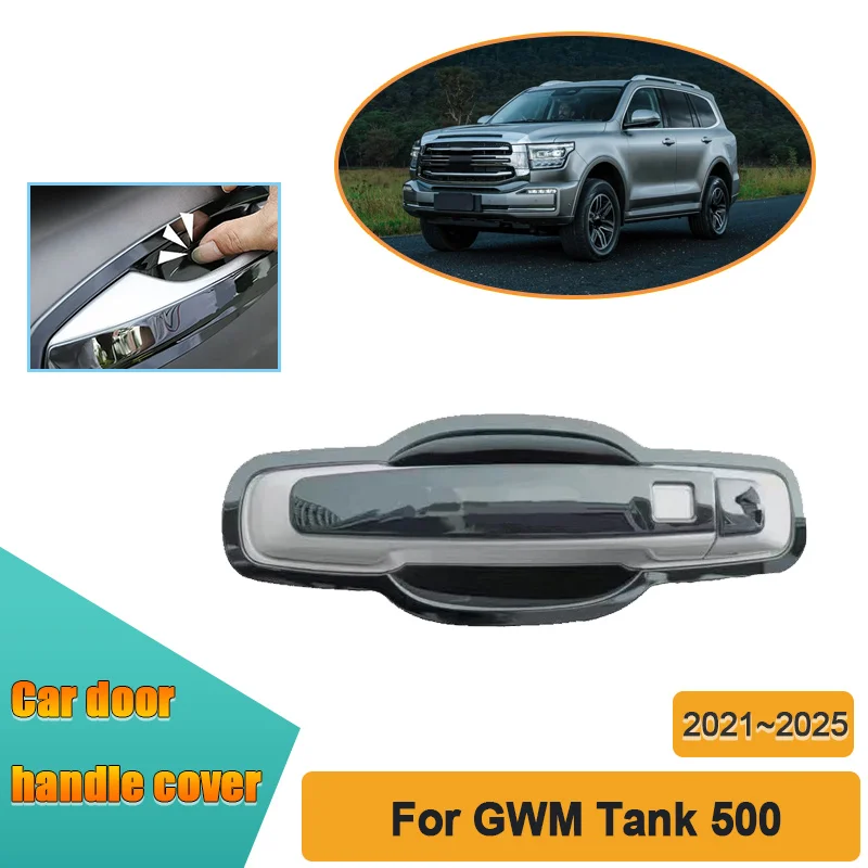 

Door Handle Cover For GWM Tank 500 2021~2025 Stainless Steel Door Bowl Full Set Sticker Scratch-resistant Decorative Accessories