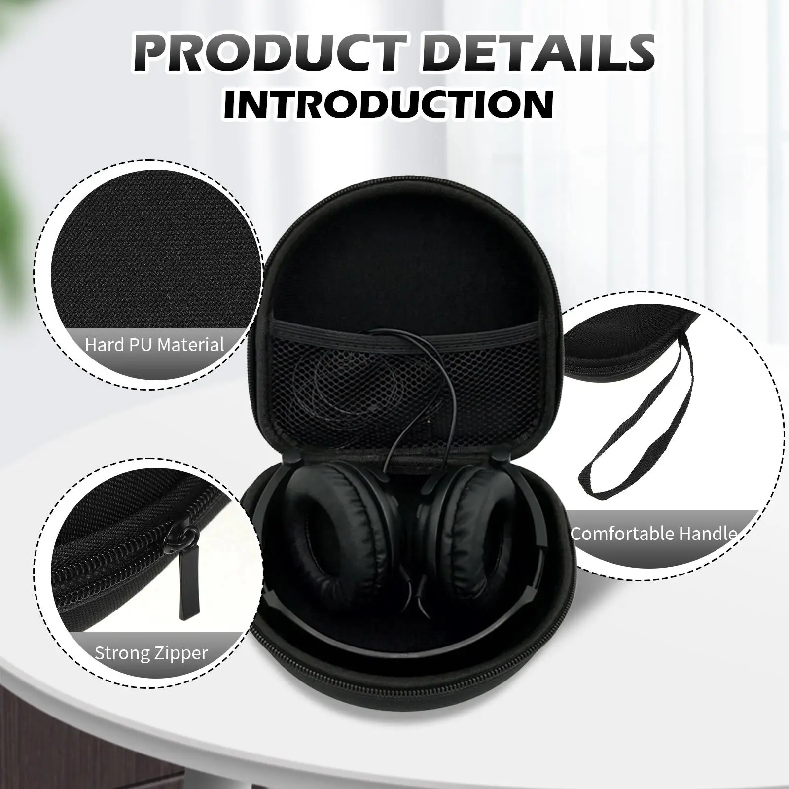 حقيبة حمل سماعة الرأس بتصميم حقيبة سماعة الرأس حاوية سماعة الأذن باللون الأخضر العسكري