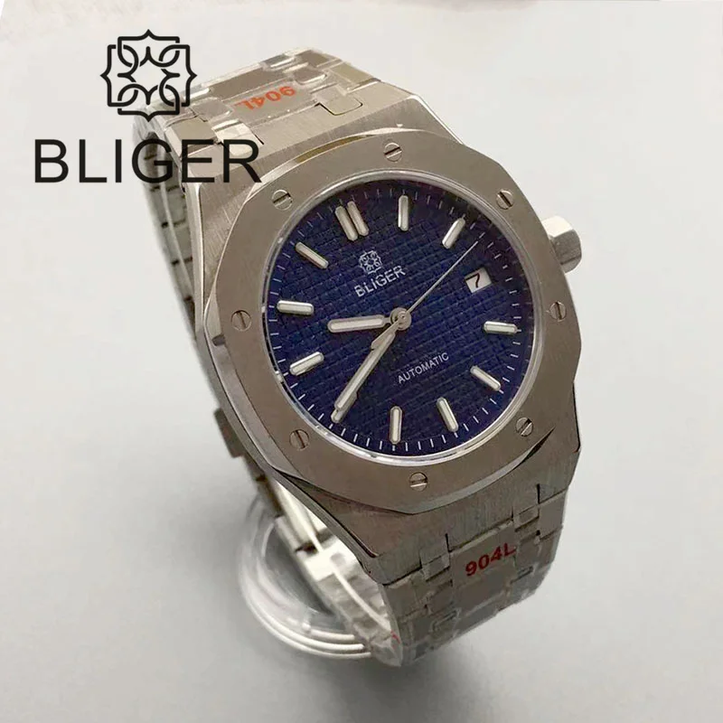 BLIGER 41mm Watch Watch For Men NH35 Automatic Mechanical Watch Luminous Sapphire Glass Stainless Steel Reloj Hombre Waterproof