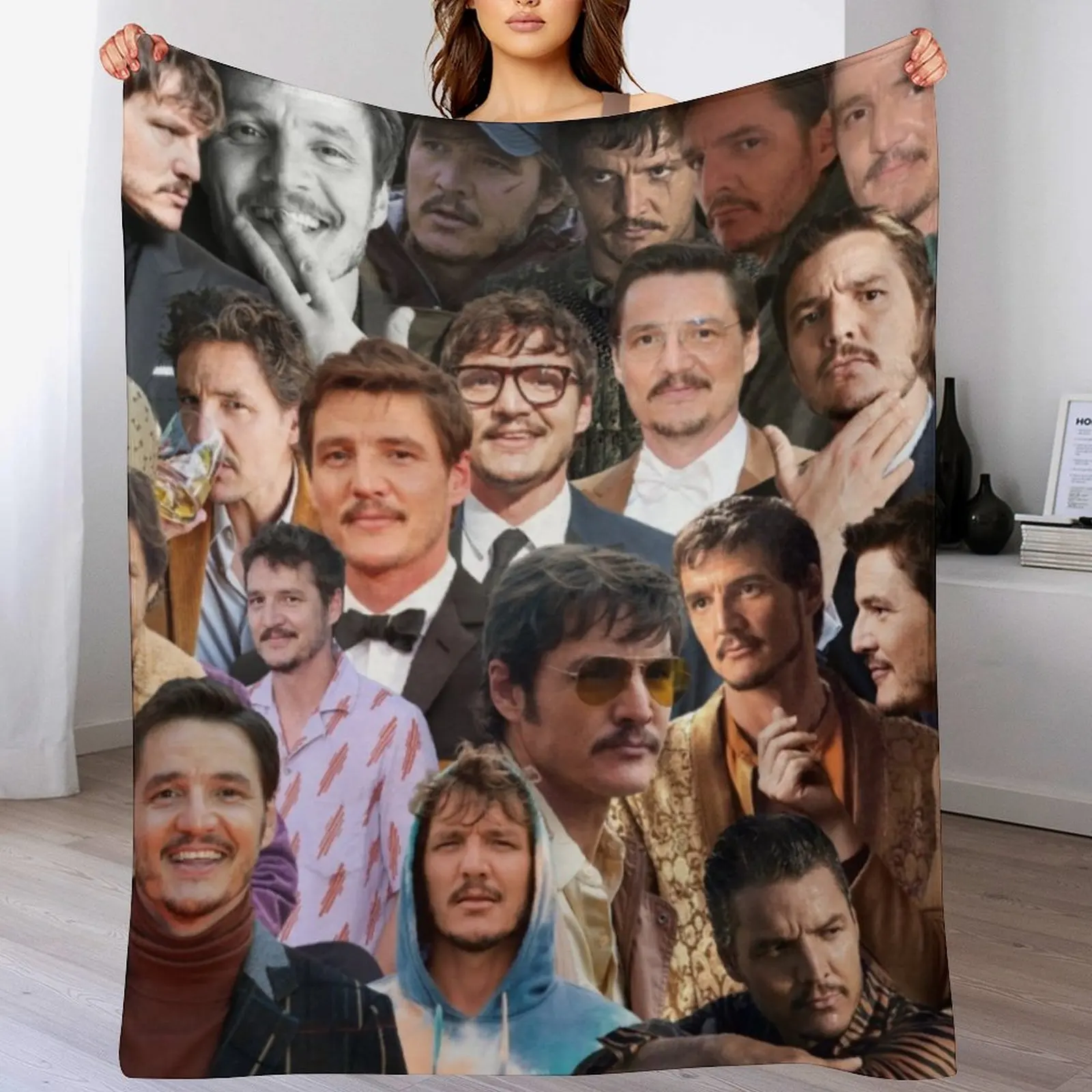

Pedro Pascal Photo Collage Throw Blanket Men's Soft Warm Throw Blanket for Couch
