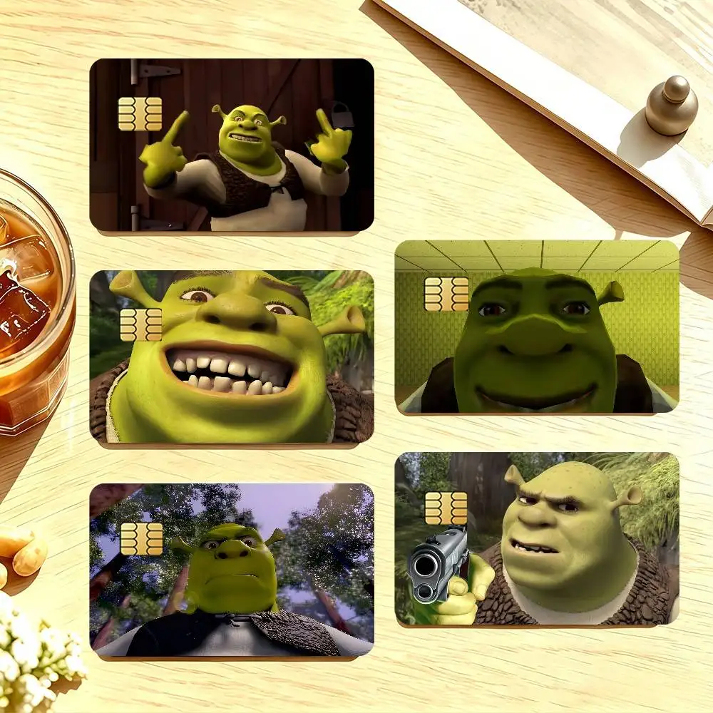 Cartoon S-Shrek-K funny Credit Card Stickers For Bank Card Bus Metro Cards Waterproof Anti-Scratch Gift 4PCS