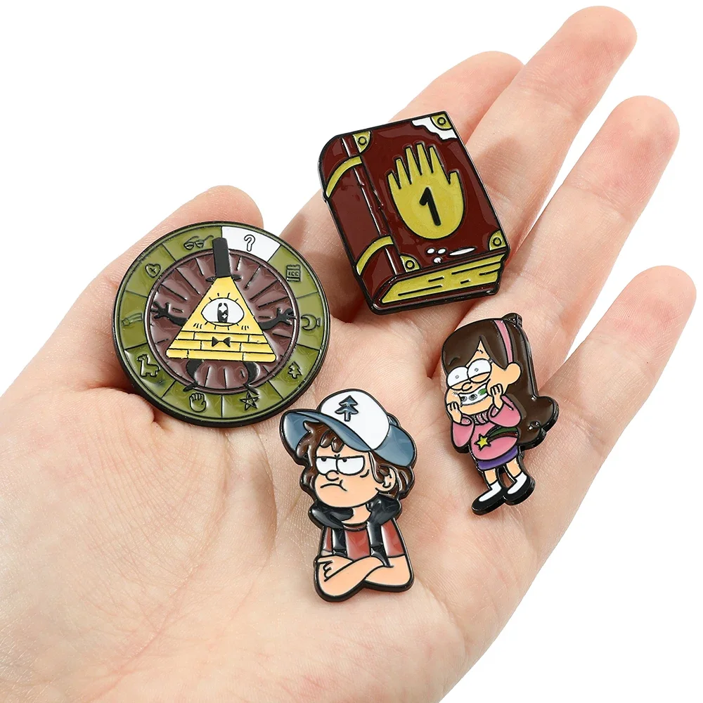 4 Pcs Cartoon Character Brooch Fashion Diary Enamel Pin Jewelry Metal Badge Backpack Clothing Accessories Gift for Friends