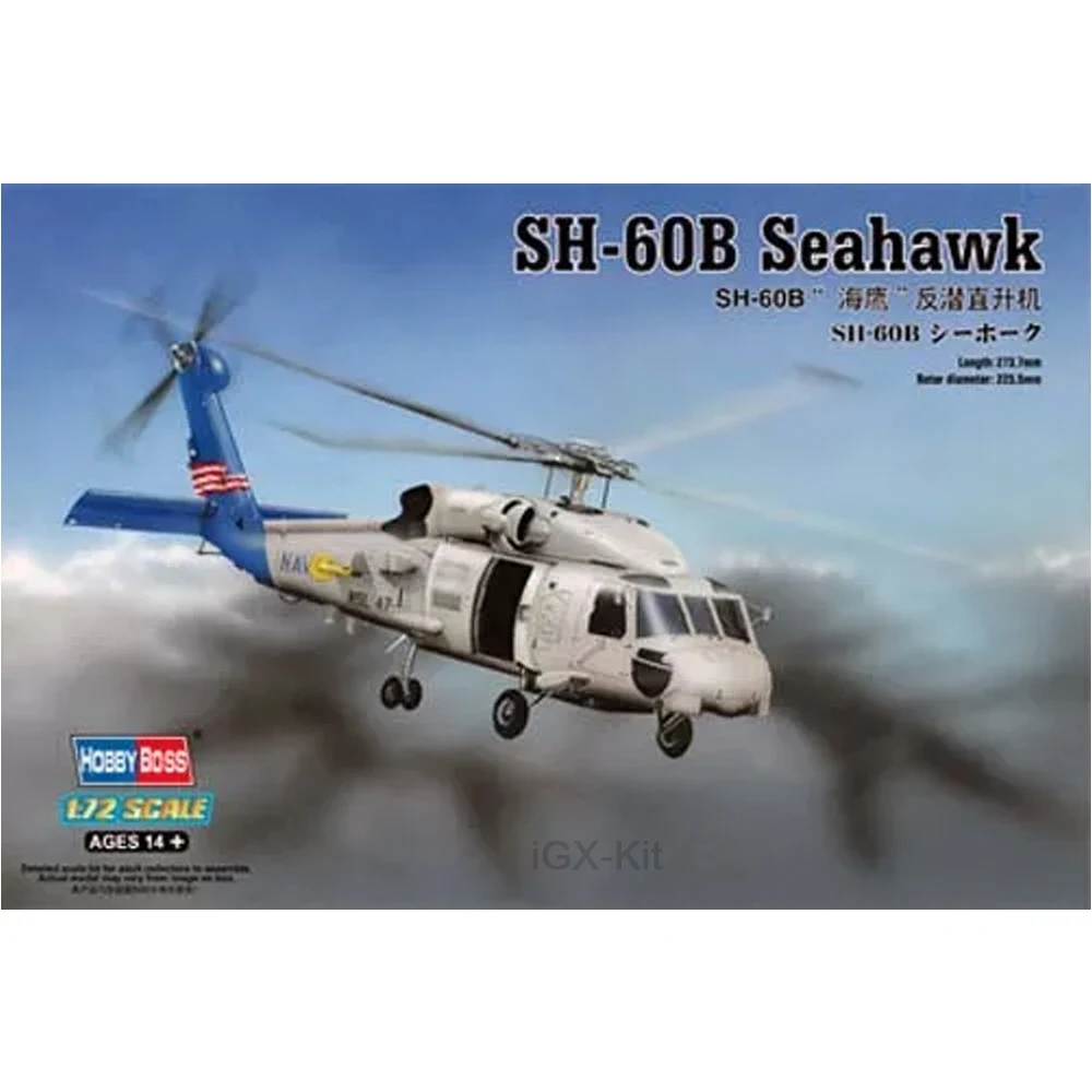 HobbyBoss 87231 1/72 Scale US SH60B SH-60B Seahawk Anti Submarine Helicopter Hobby Craft Toy Plastic Model Building Kit