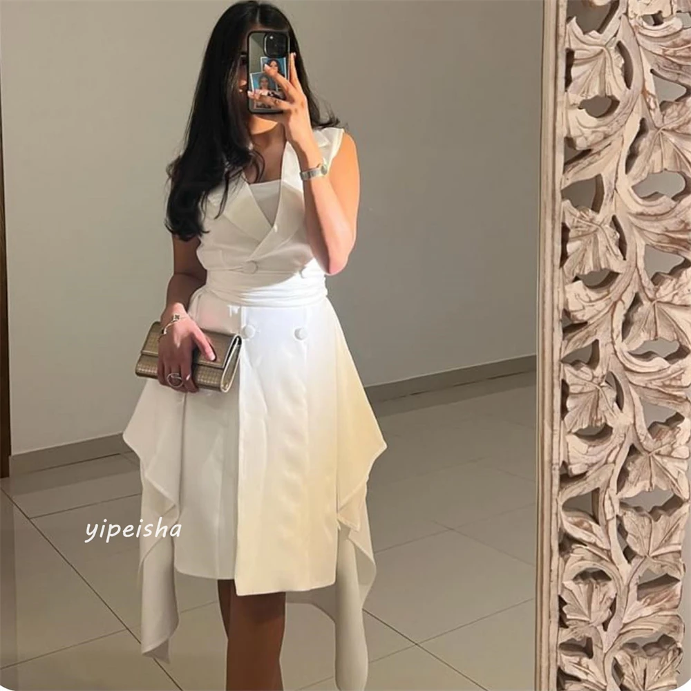 Personalizado noite sexy casual jérsei ruched formal noite a linha pescoço quadrado sob medida ocasião vestido midi vestidos