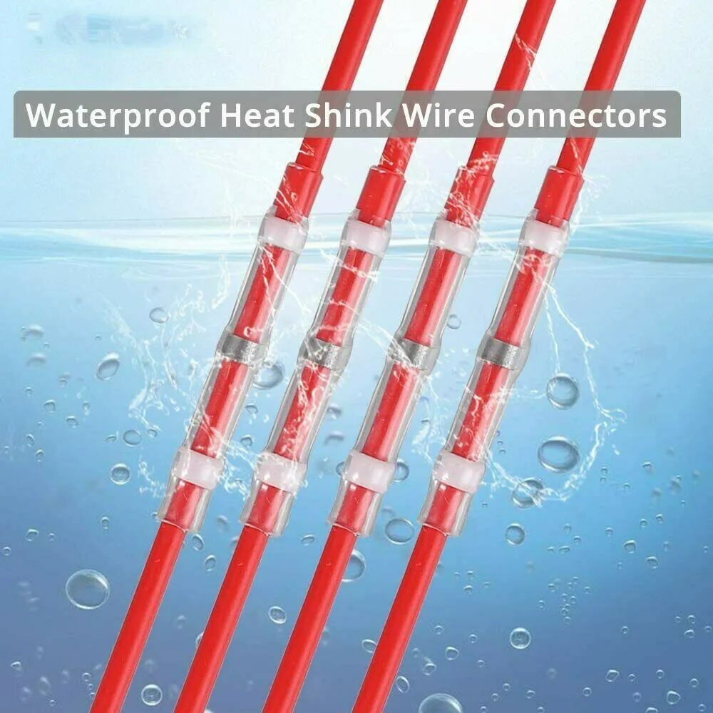 100Pcs Heat Shrink Butt Terminals Designed for Soldered Insulated and Sealed Splices in Automotive Wiring Systems