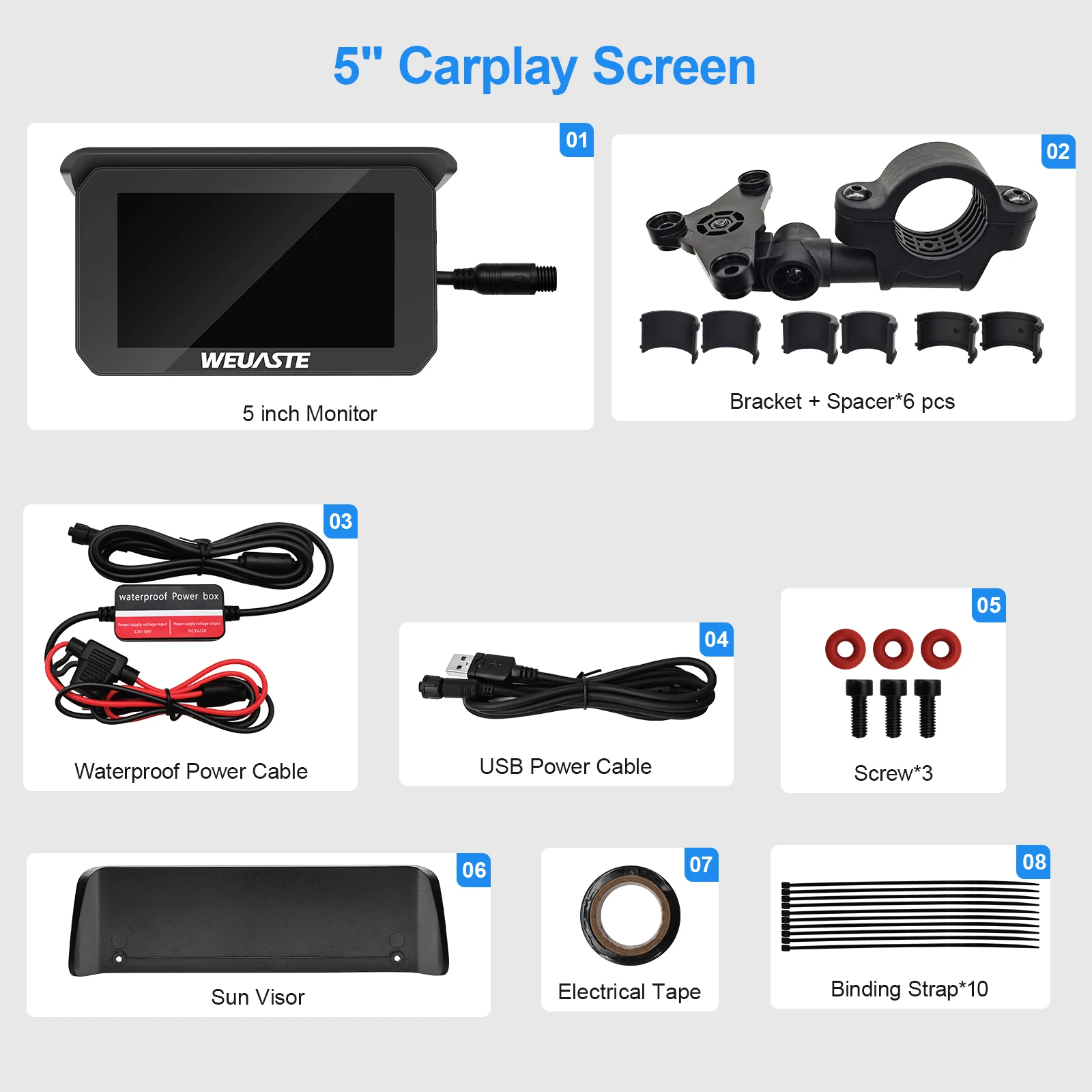 5 inch Portable Motorcycle Display Screen Wireless CarPlay Moto GPS Navigation Digital Para Moto Android Auto Monitor Waterproof