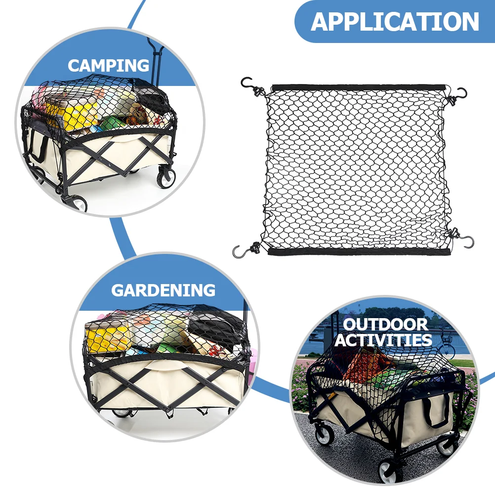 Rede de carga elástica para carrinho de acampamento, capa para bagagem, suprimentos de acampamento, vagão preto para redes de praia