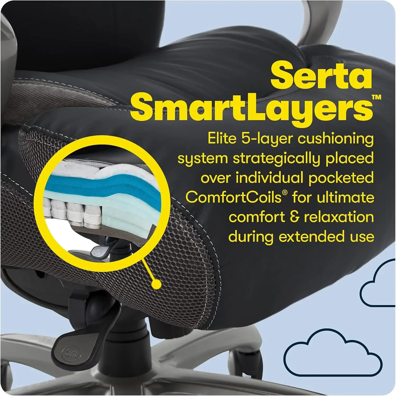 Big and Tall Executive Office Chair with AIR Technology and Smart Layers Premium Elite Foam, Supports up to 350 Pounds