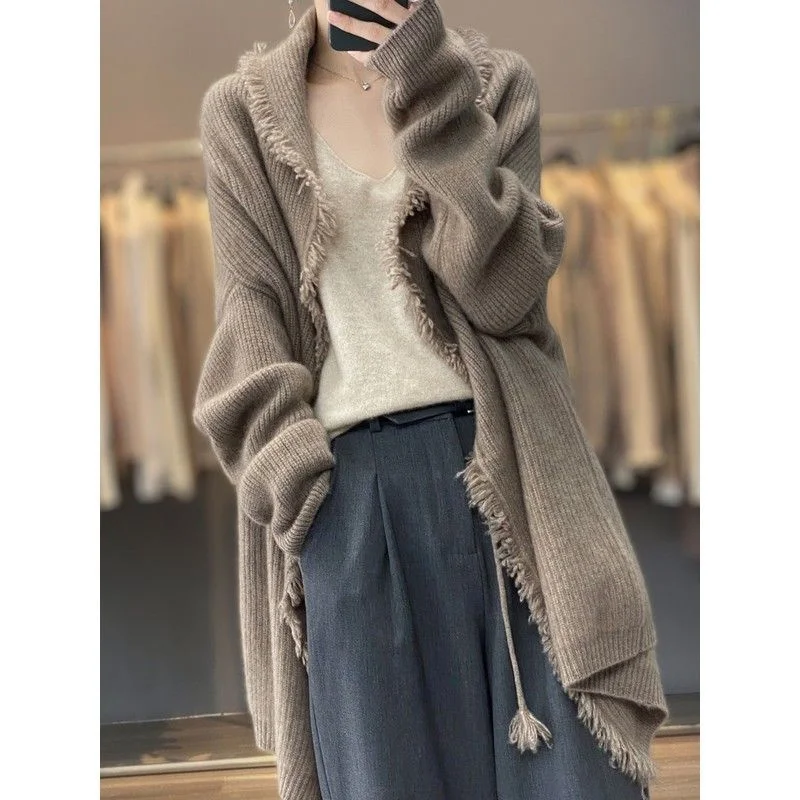 

Удлиненные кардиганы в стиле Old Money для женщин, зимние, с начесом, универсальные, с контрастными вставками, облегающие, с застежками-кнопками, высококачественные, в стиле Харадзюку