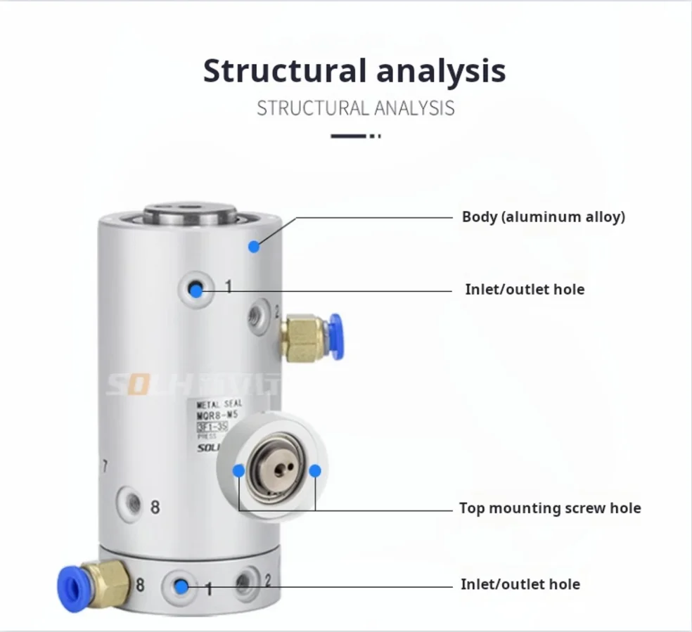 High-speed pneumatic rotary joint universal 360 degree MQR2/4/8/12/16-M5 slip ring multi-pass rotary joint