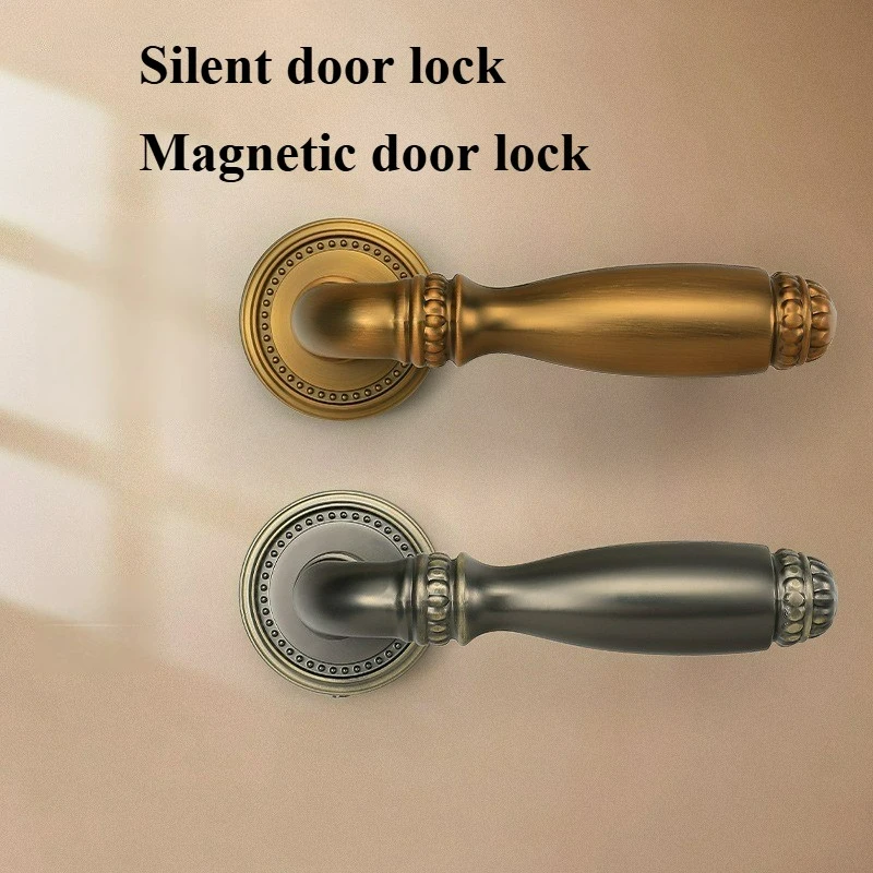 

Бесшумный/магнитный разделенный дверной замок в европейском стиле для спальни в стиле ретро, дверная и деревянная дверная ручка