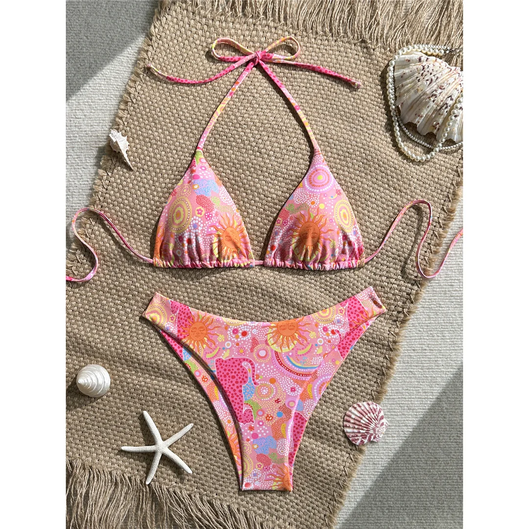 S - XL 2026 Bedruckter Neckholder-Bikini Damen-Badeanzug Zweiteiliger Bikini-Set Brasilianischer Badeanzug Badebekleidung V8280 – Detail 5