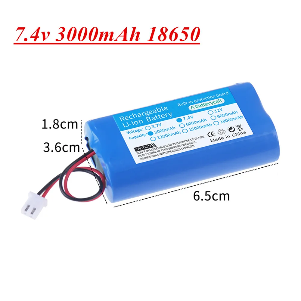 7.4V 3000mAh/5000mAh Rechargeable Battery 18650 2S2P Batteries For Bluetooth speaker,Solar light,Monitor+Protective board