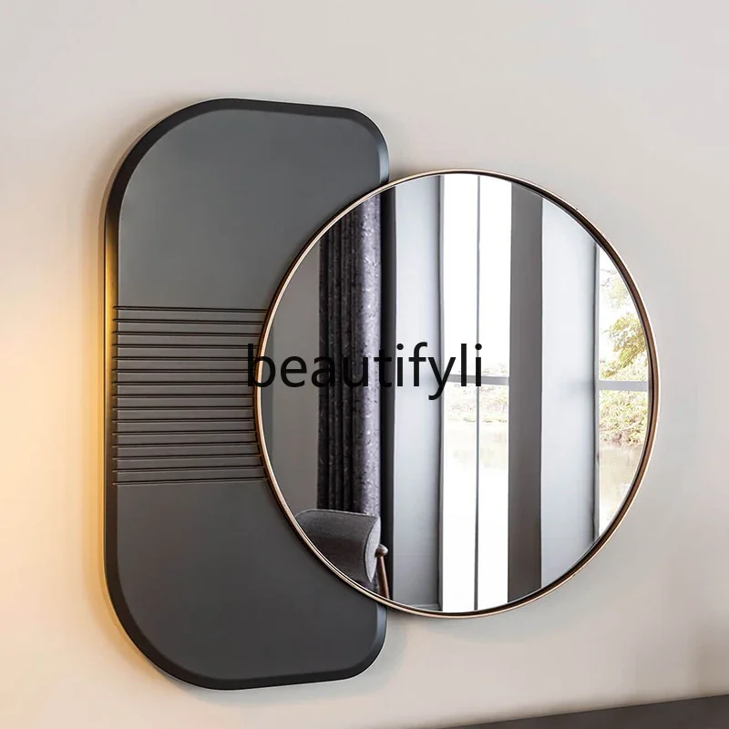

Italian light luxury decorative mirror modern simple foyer entrance mirror, wall-mounted makeup mirror creative5556