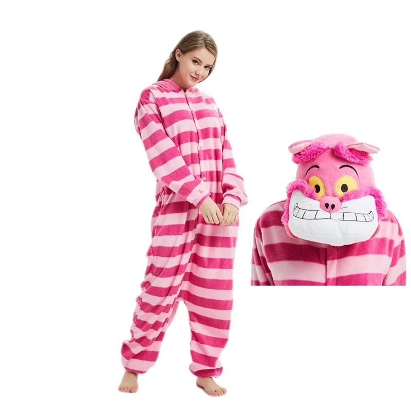 Cheshire Cat kigurumis unisex couple animal onesie funny pajama jumpsuit women adult cartoon anime pijama overalls festival suit