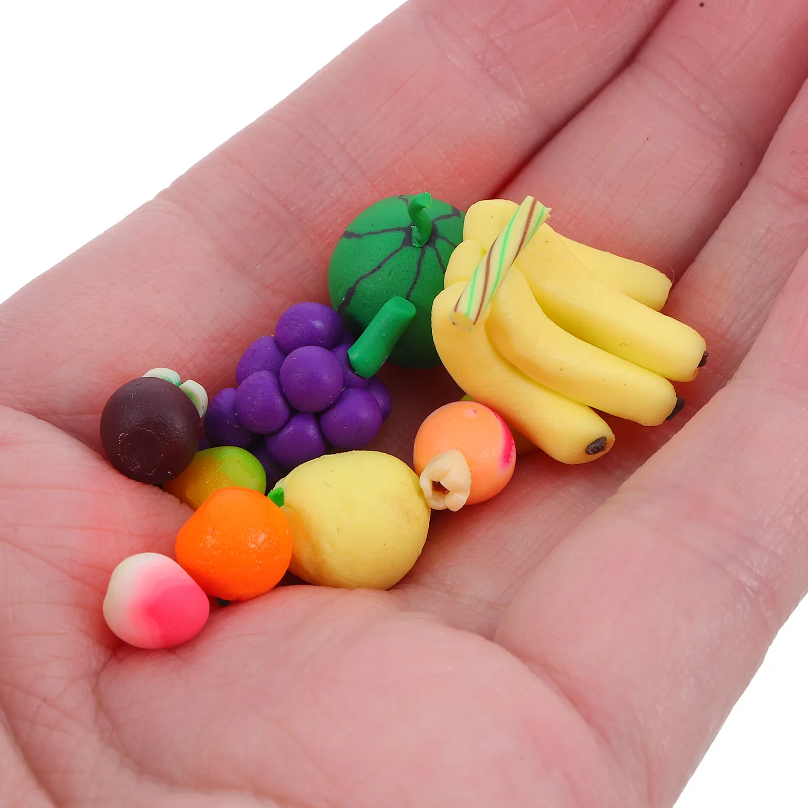 10Pcs Mini Polymer Clay Fruits Vegetables Realistic Artificial Decoration Accessories for Kitchen Table Garden Decor