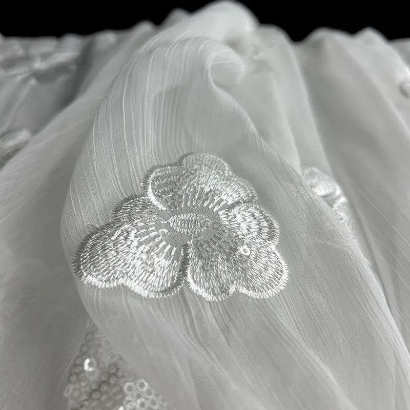 

Georgette Sequin Embroidered Fabric for ‌lightweight DIY Sewing Creative Wedding Dress Clothing Fashion Wholesale Cloth