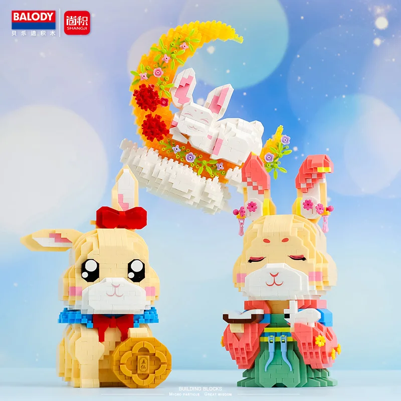 

Balody Mini Blocks Cartoon Building Brick Fun Rabbit Festival Kids Gifts Brinquedos Chinese New Year Present Girl Present 18438