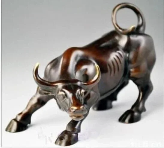 Copper Satue Big Wall Street Bronze Fierce Bull OX Statue 12*8*8cm