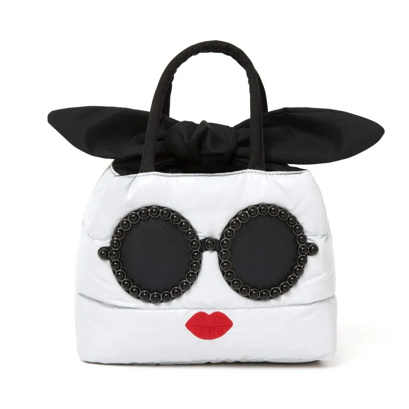 Women Clutch Bag Pearl Sunglass Red Lips Handbag 2023 Fashion Bucket Makeup Purses Ladies Shoulder Bags Bowknot Casual Totes Bag