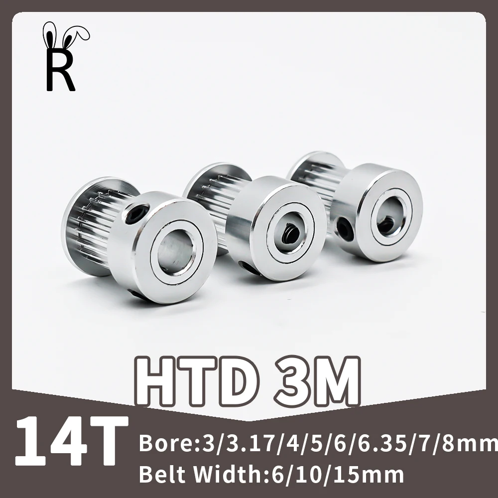 14 Tooth HTD 3M Timing Pulley Bore3/3.17/4/5/6/6.35/7/8mm Belt Pulley Teeth Width 6/10/15mm 14T 3M Pulley Gear Synchronous Wheel