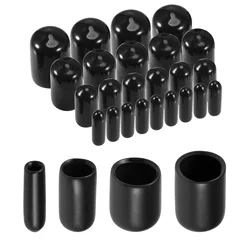 Kit surtido de protectores de rosca de tornillo de cubierta de vinilo negro, tapas de goma redondas, 40 piezas, 1/8 