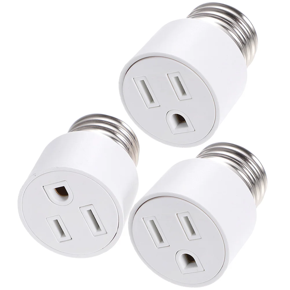 

3 Pcs E26 Converter to -prong Plug Bulb Outlet Adapter Socket Splitter Light Retrofitting Flood Copper