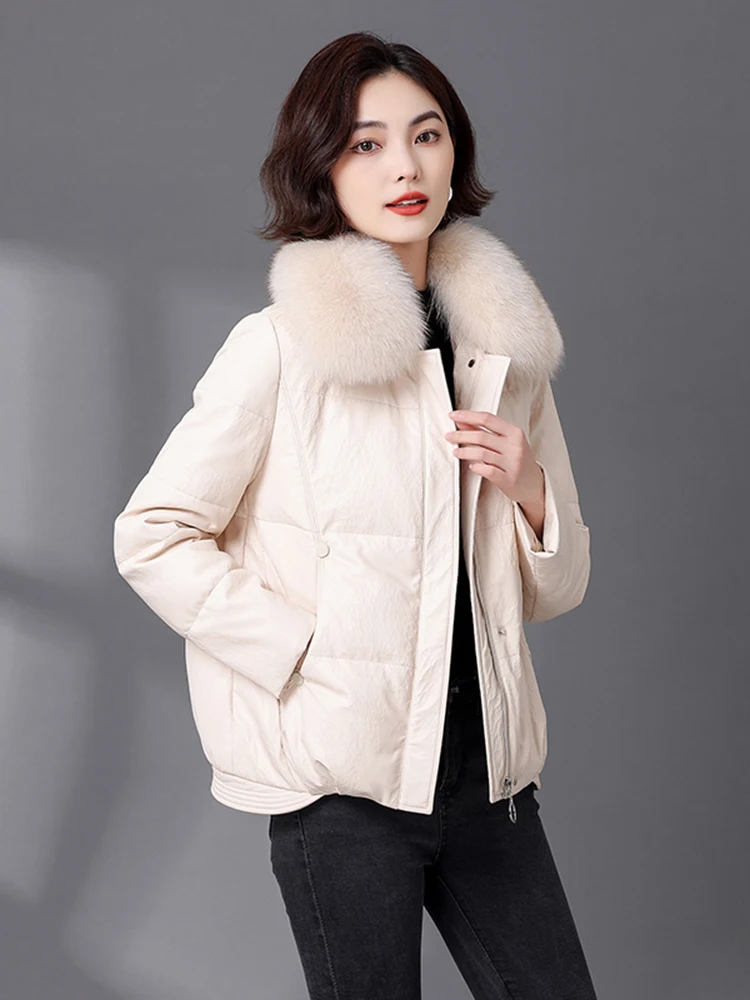 เสื้อโค้ทหนังแท้สำหรับผู้หญิง รุ่น Thiened สำหรับฤดูหนาว ขนมิงค์ หนังแกะ ดีไซน์ซิป  สำหรับใส่ทำงาน