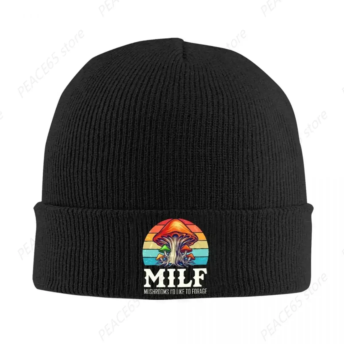 Milf Mushrooms Id Like To Forage Knitted Hat For Women Men Beanies Autumn Winter Hat Crochet Caps