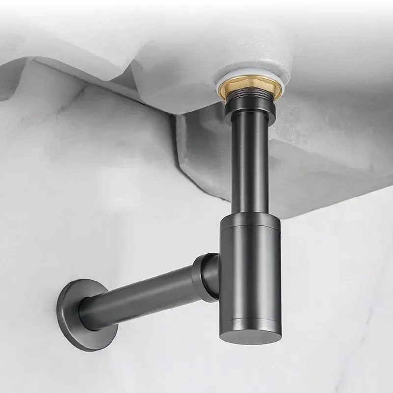 Gold/Gunmental/Black/Chrome Brass Bathroom Basin Sink Tap Bottle P-Traps Wall Connection Plumbing Drain Waste Pop-UP Drain