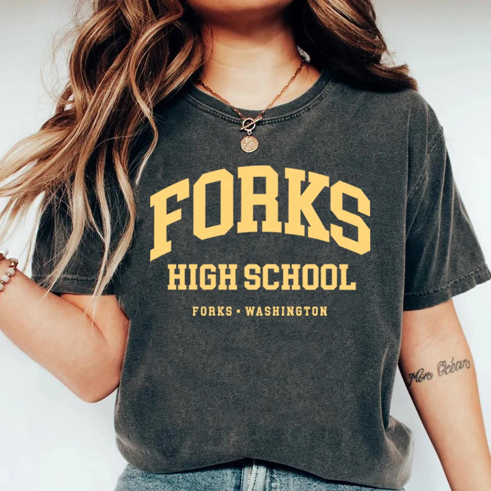 Retro Forks Shirt Twilight Shirt Team Edward Graphic Tees Women Tshirts Harajuku Shirts Streetwear Women Top Short Sleeve Tshirt