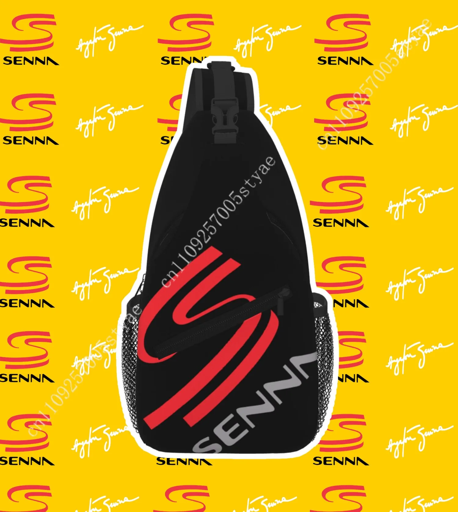 Ayrton Senna Unisex Sling Chest Bag – Racing Logo – Outdoor Adventure & Casual Style
