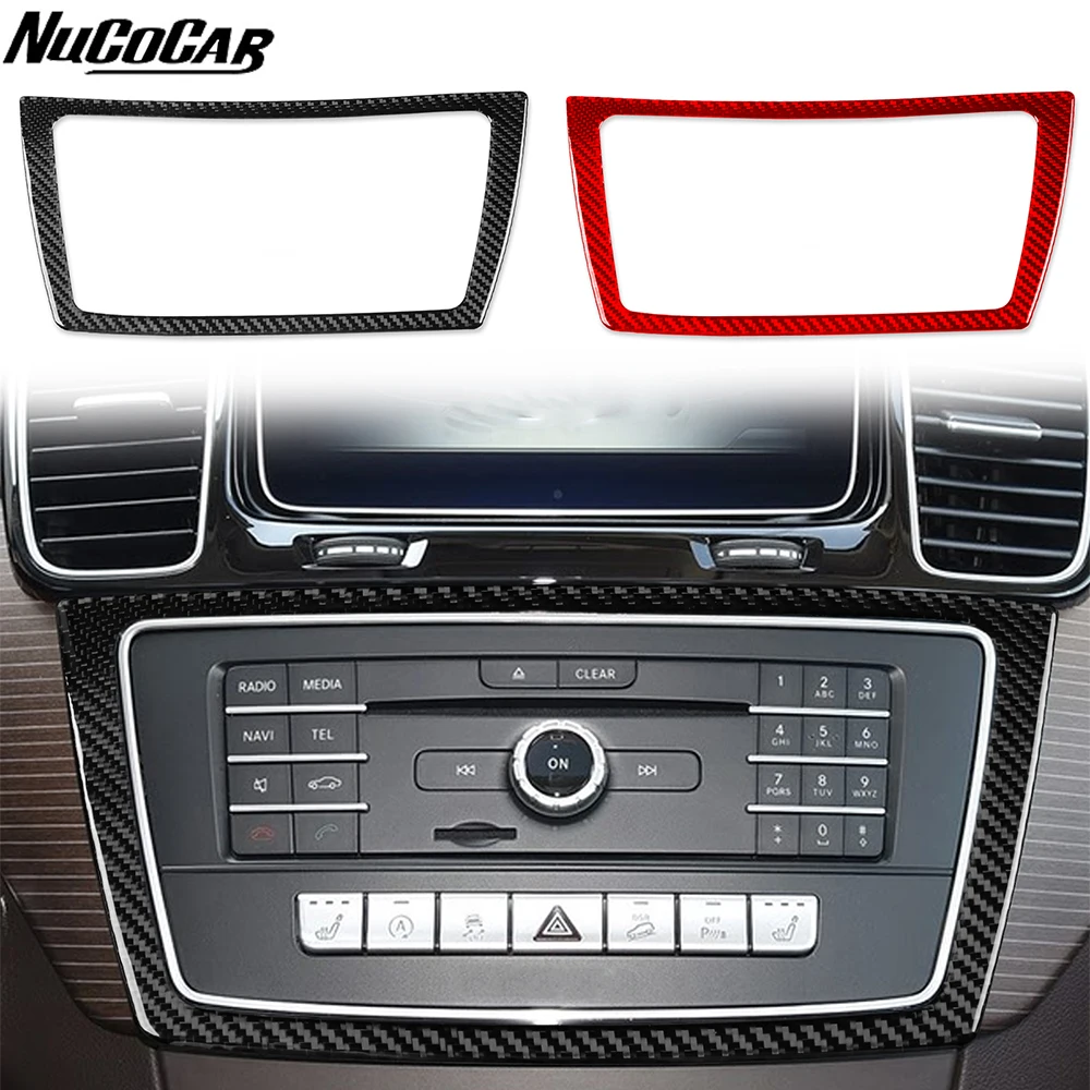 For Benz GLE GLS W166 2016-2019 Carbon Fiber Central radio CD control panel Cover Car Accessories Interior Decorative Stickers