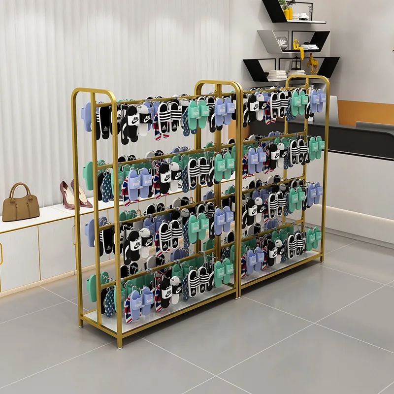 Double-sided slippers display rack Commercial floor-to-ceiling supermarket underwear underwear display middle island rack