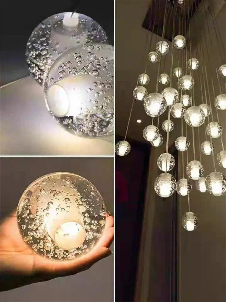 Plafonnier LED suspendu composé de boules de cristal, design moderne, éclairage d'intérieur, luminaire décoratif de plafond, idéal pour un salon, une chambre à coucher ou un restaurant