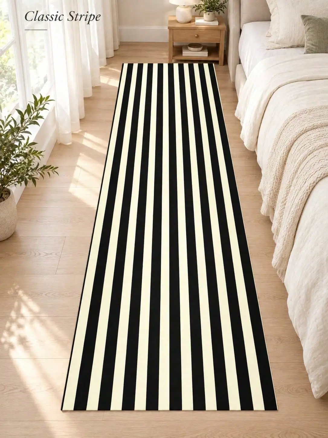 Linear Stripe Aisle Runners Parallel Lines Runner Rugs Long Carpet Hallway Entryway Kitchen Laundry Bedroom Corridor Foyer Passage Floor Mat Home Decor Indoor Outdoor Washable Nonslip Dining Room Gift Family Birthday Anniversary Housewarming