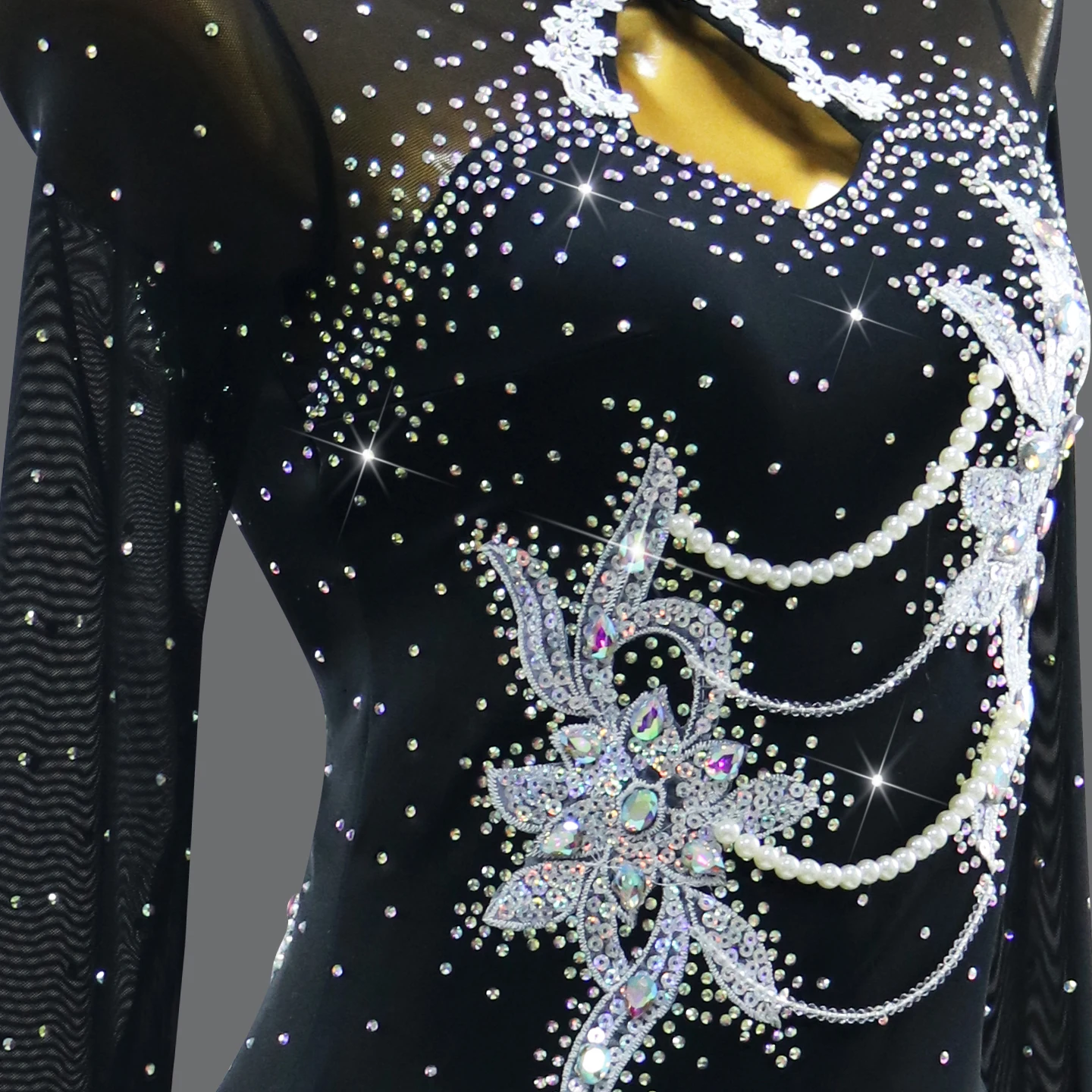 فستان ممارسة الرقص اللاتيني أنيق للحفلات وأكمام طويلة بدلة منافسة للفتيات ملابس الرقص النسائية تنورة رياضية للبالغين