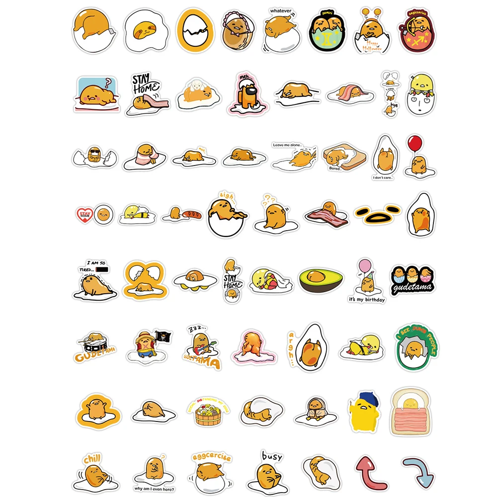 10/30/60/120PCS Funny Gudetama Stickers Kids DIY Classic Toy Decoration Phone Luggage Fridge Helmet Skateboard Graffiti Decals