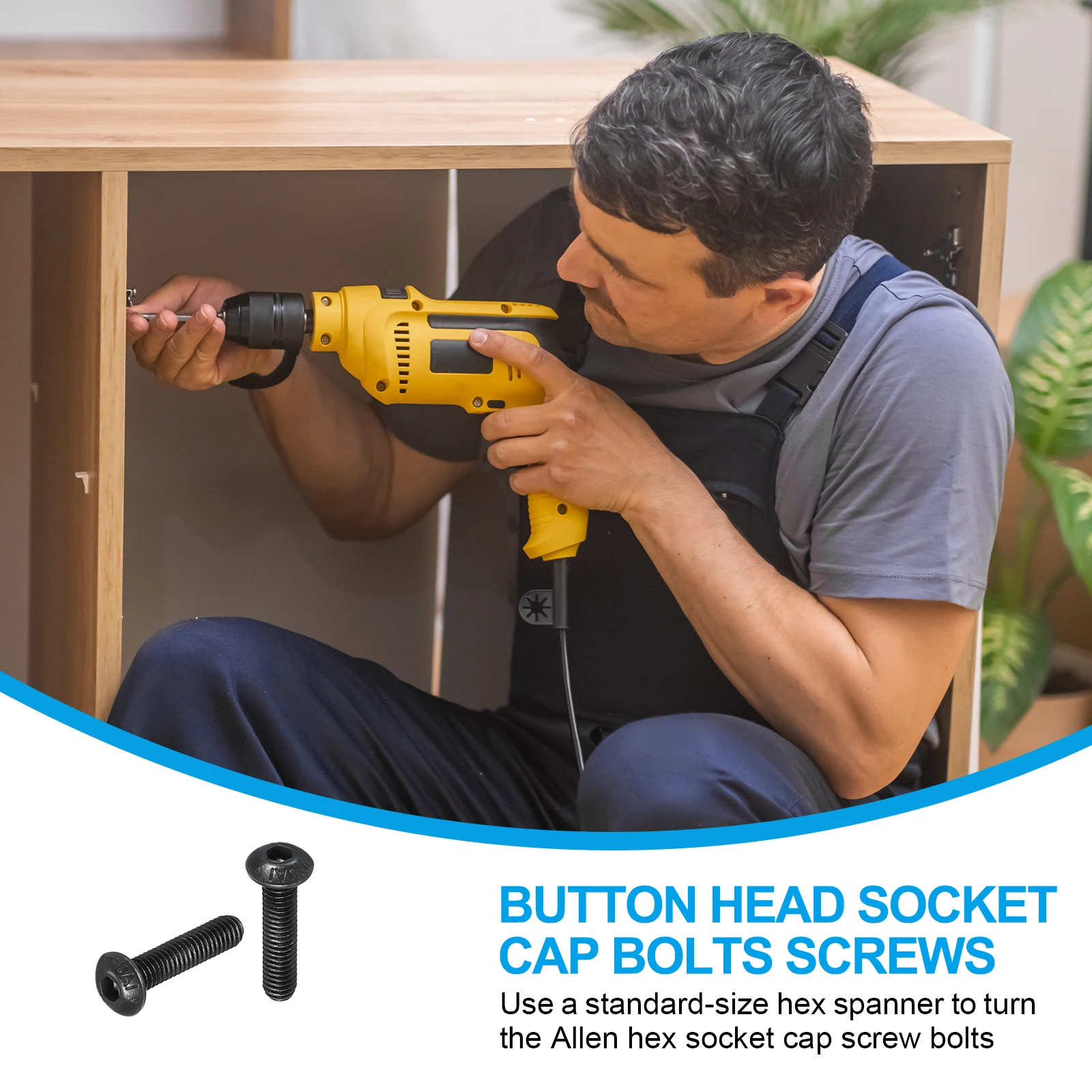 5-100pcs M2 M3 M4 M5 M6 M8 M10Button Head Socket Cap Bolts Screws 10.9 Grade Alloy Steel Hex Socket Cap Screws for Car Bike Ship