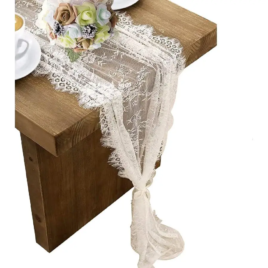 

Pcs White Lace Table Runner 14 x 120 Inch Embroidered Boho Table Runner for Wedding Party Bridal Shower Decorations Vintage Rust