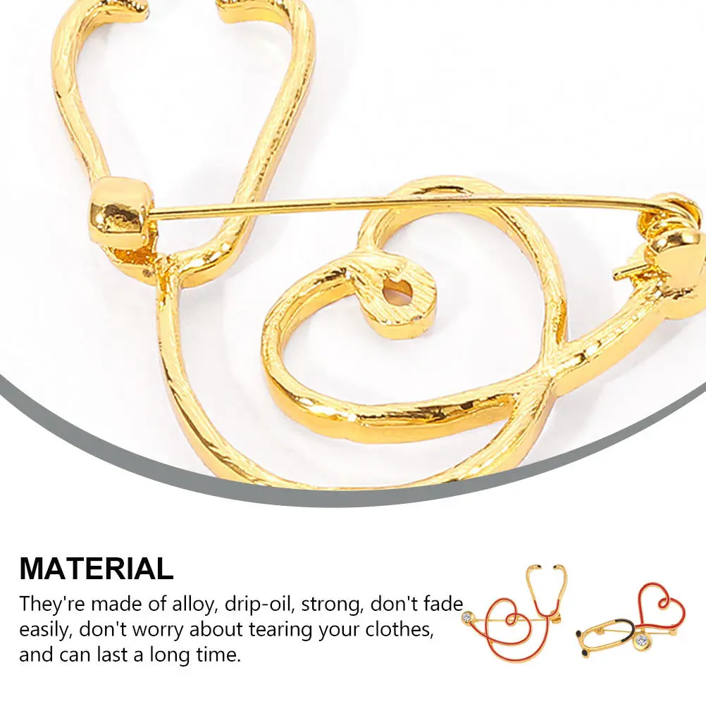 

2Pcs Stethoscope Brooch Alloy Nurse Doctor Theme Breastpins Durable Decorative Accessories for Medical Graduates Nurses Doctors