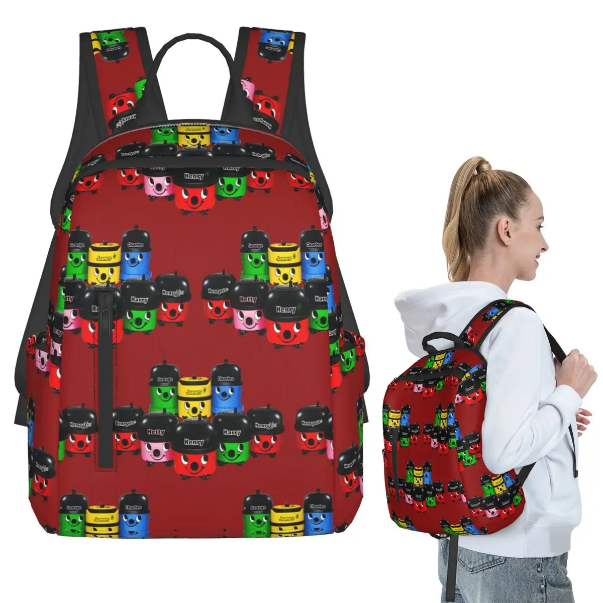 Henry Hoover And Friends Backpack Student Boys Girls BookBag Kids School Bag Laptop Shoulder Bags for Men Women